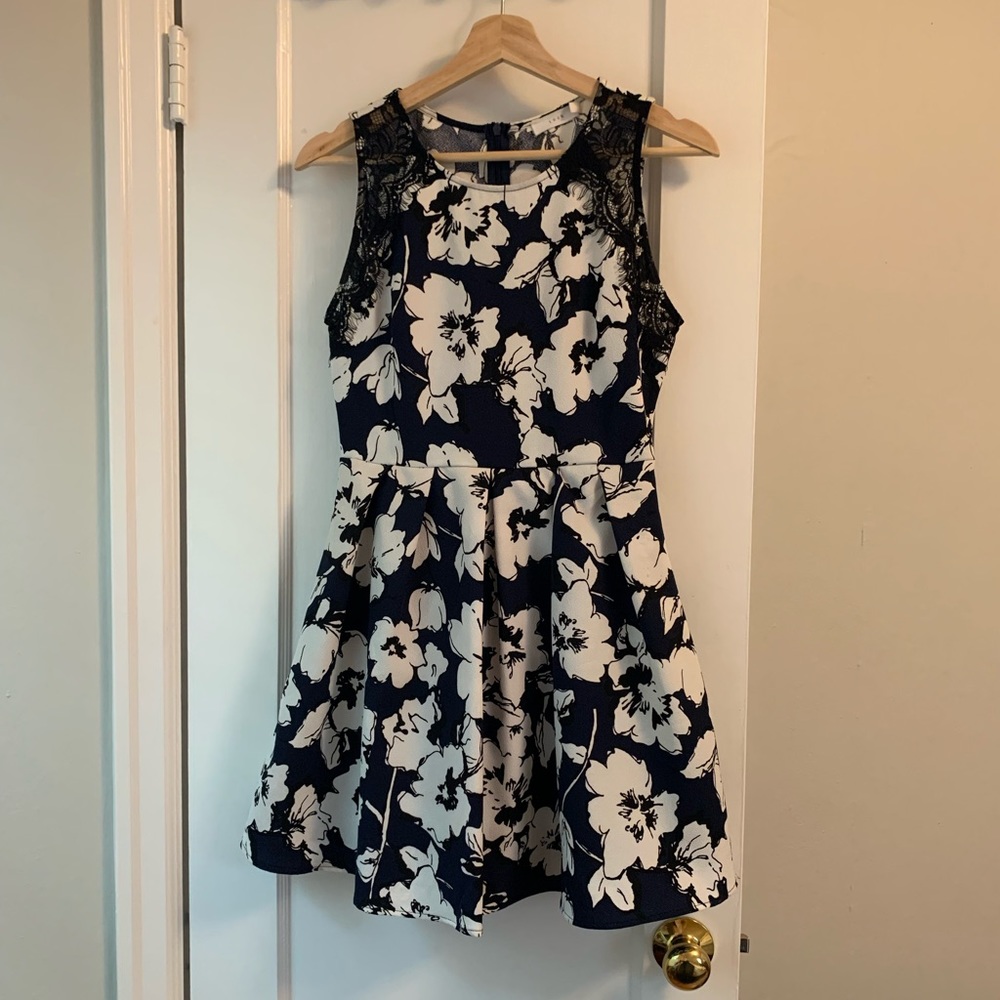 Lush Navy Floral Dress